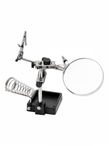 Третья рука для пайки, универсальный держатель на подставке с лупой 2 руки Орбита OT-INL02